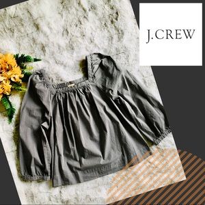 J. CREW Square-neck peasant top in microgingham.